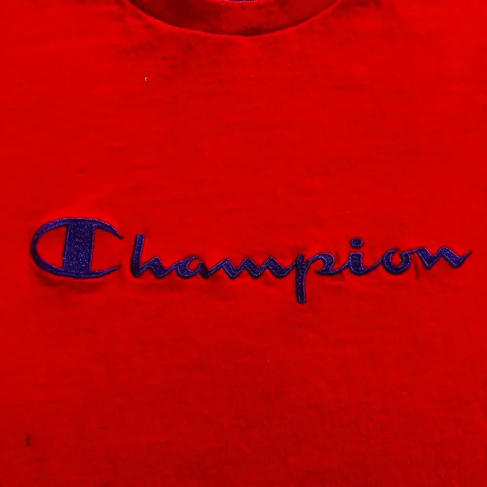 Champion Vintage embroidered Logo red & purple T-shirt men’s size XL - Picture 6 of 8